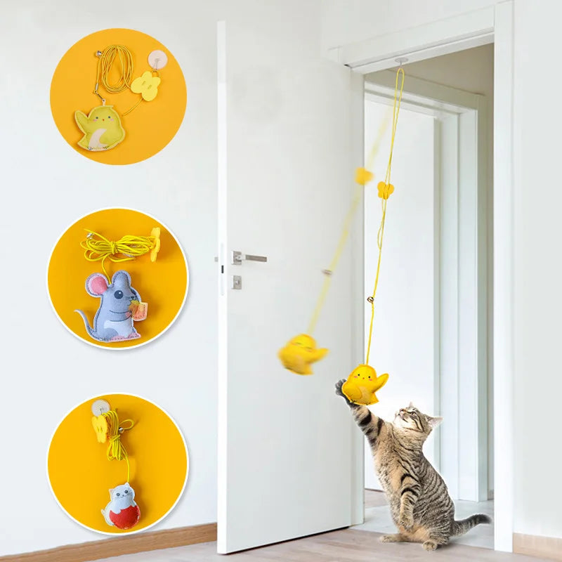 Interactive Hanging Cat Toy – Feather Mouse Teaser