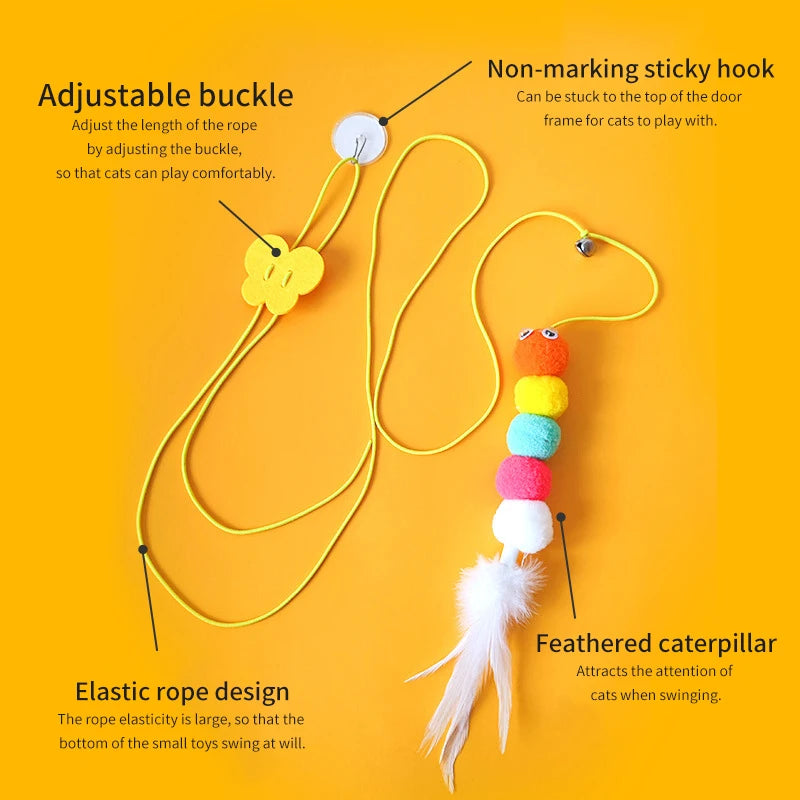 Interactive Hanging Cat Toy – Feather Mouse Teaser